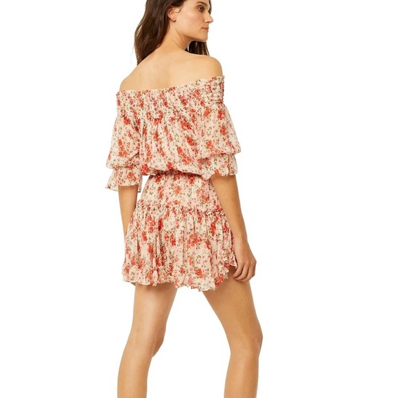misa los angeles darla floral poppy off the shoulder ruffle mini dress small - Picture 9 of 10